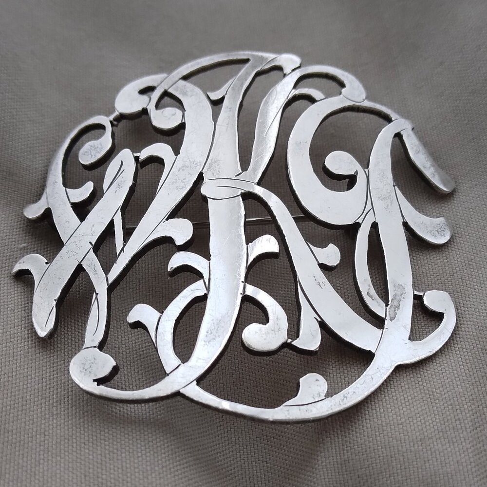 Laredo Sterling Silver Monogram Initial Brooch Pi… - image 1